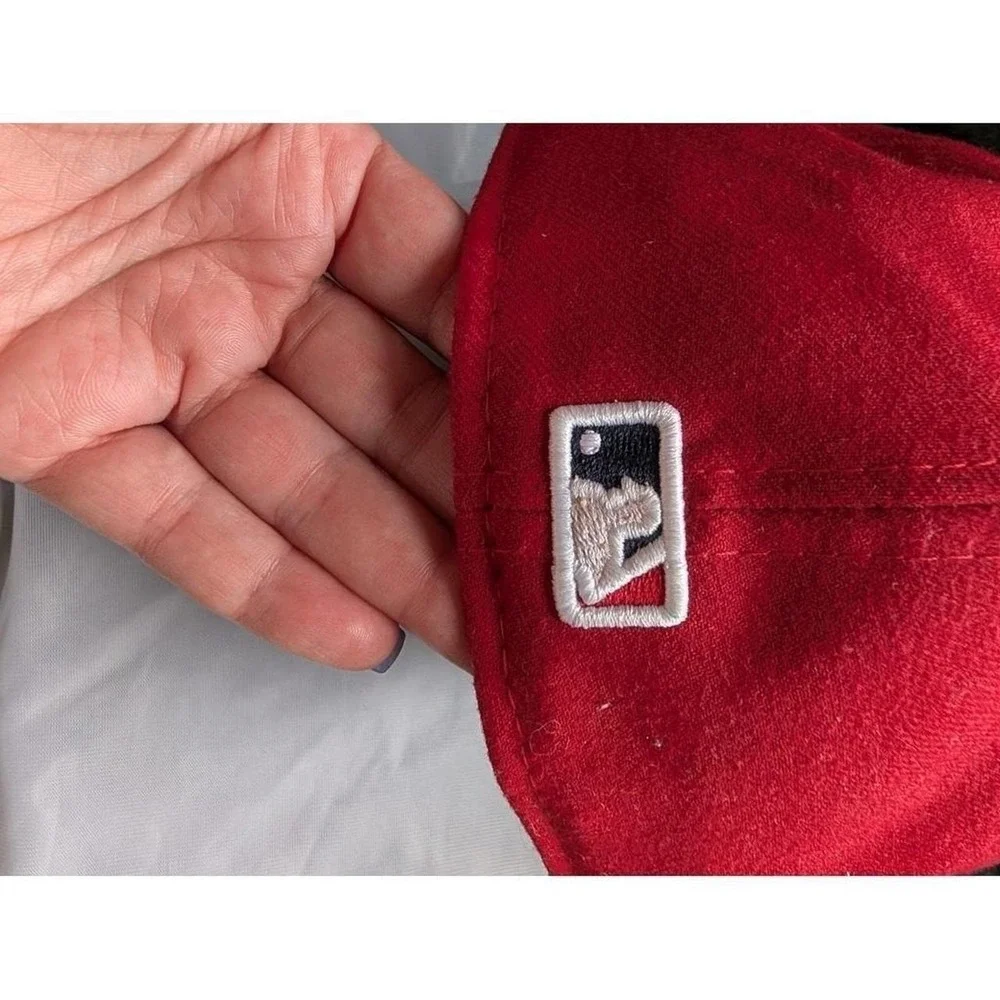 New Era Cleveland Indians Block C 59FIFTY Fitted Hat Red On-Field Cap 7 3/8